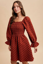 Daisy Jacquard Texture Smocking Mini Dress
