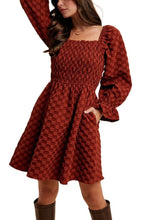 Daisy Jacquard Texture Smocking Mini Dress