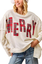 Plaid Merry Lettering Fleece Sweatshirt