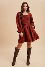 Daisy Jacquard Texture Smocking Mini Dress