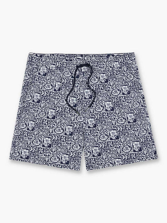 Bungalow Trunk-Navy Palm Tiles