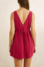 Sunny Days Linen Mini Dress-Wine