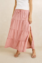 Lola Check Tiered Maxi Skirt-Plum