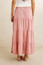 Lola Check Tiered Maxi Skirt-Plum