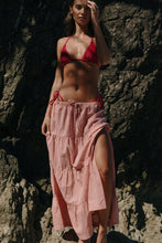 Lola Check Tiered Maxi Skirt-Plum