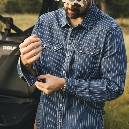 Dust Up Denim Snapshirt - Merle Stripe