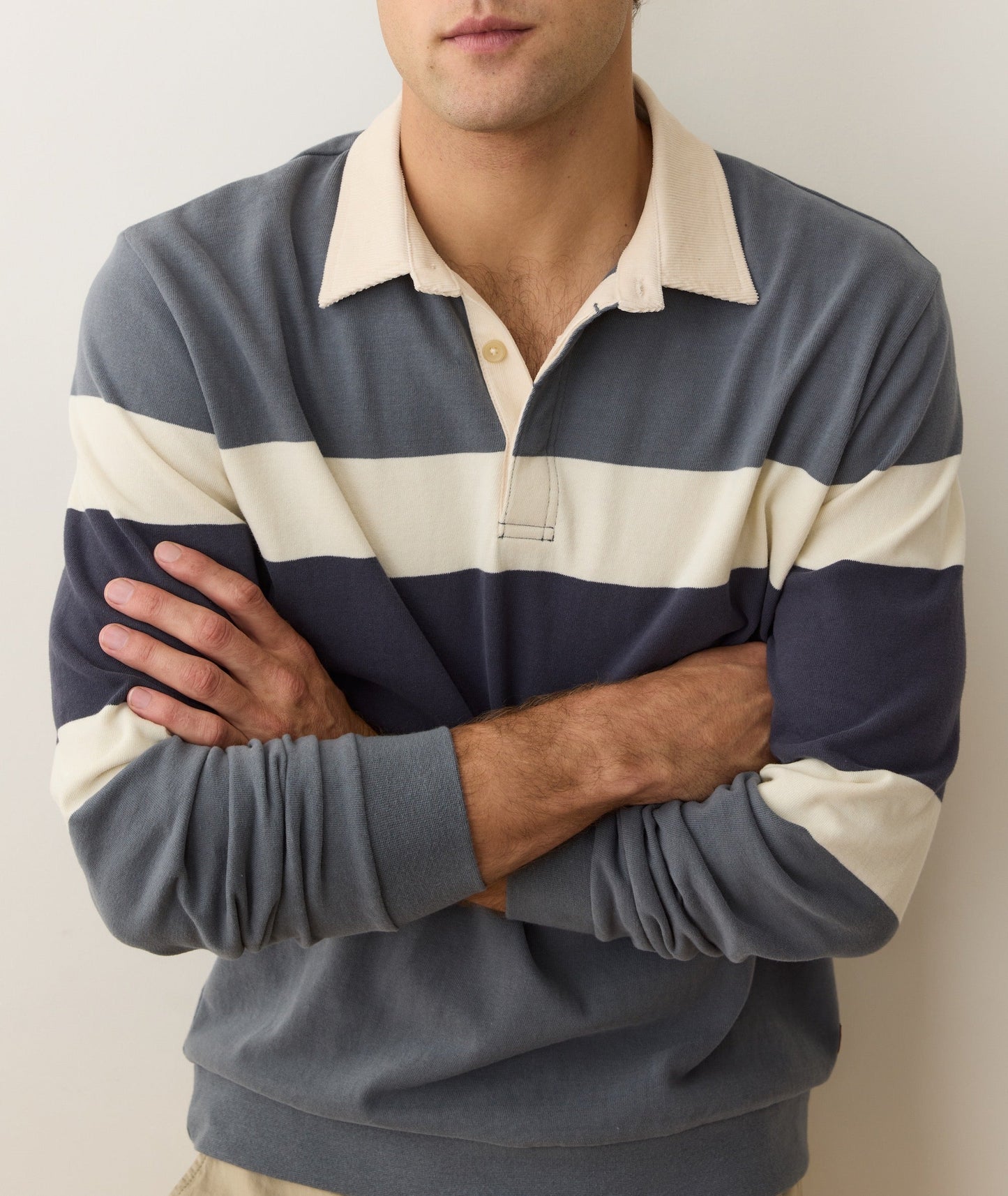 Color Blocked Sueded Rugby Polo