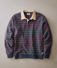 Sueded Rugby Polo-navy/red stripe