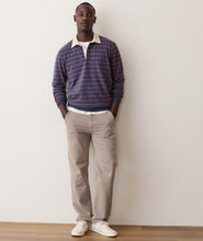 Sueded Rugby Polo-navy/red stripe