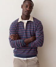 Sueded Rugby Polo-navy/red stripe