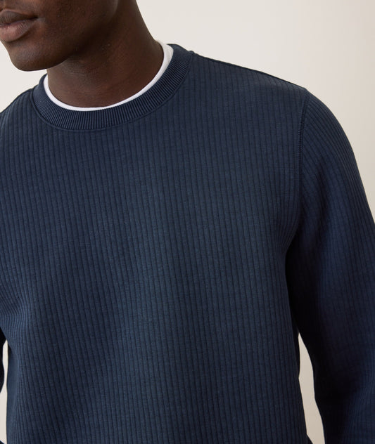 Navy Corbet Quilted Crewneck