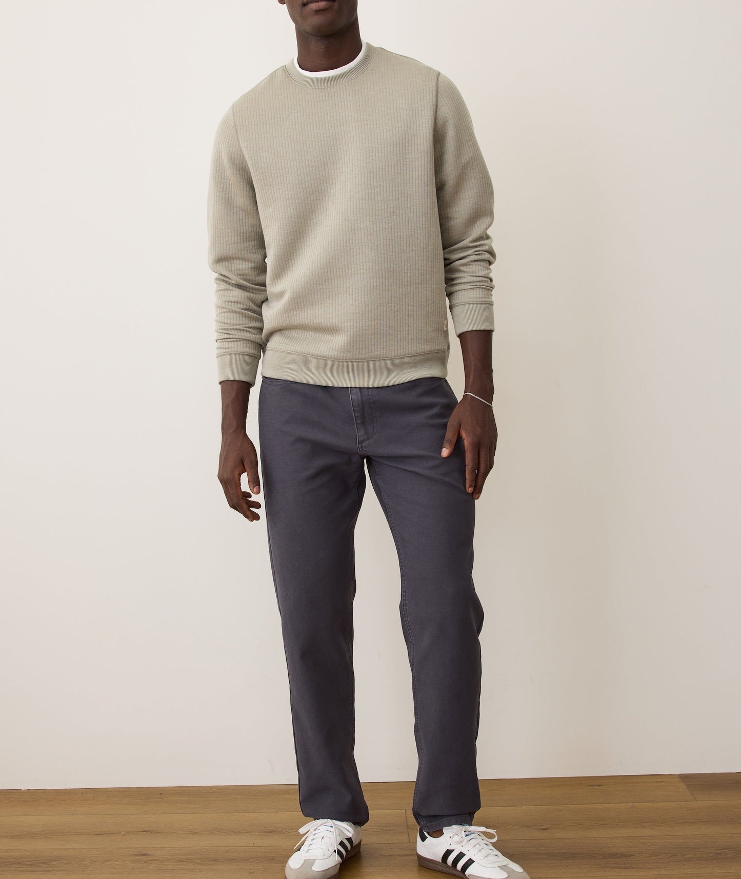 Taupe Corbet Quilted Crewneck