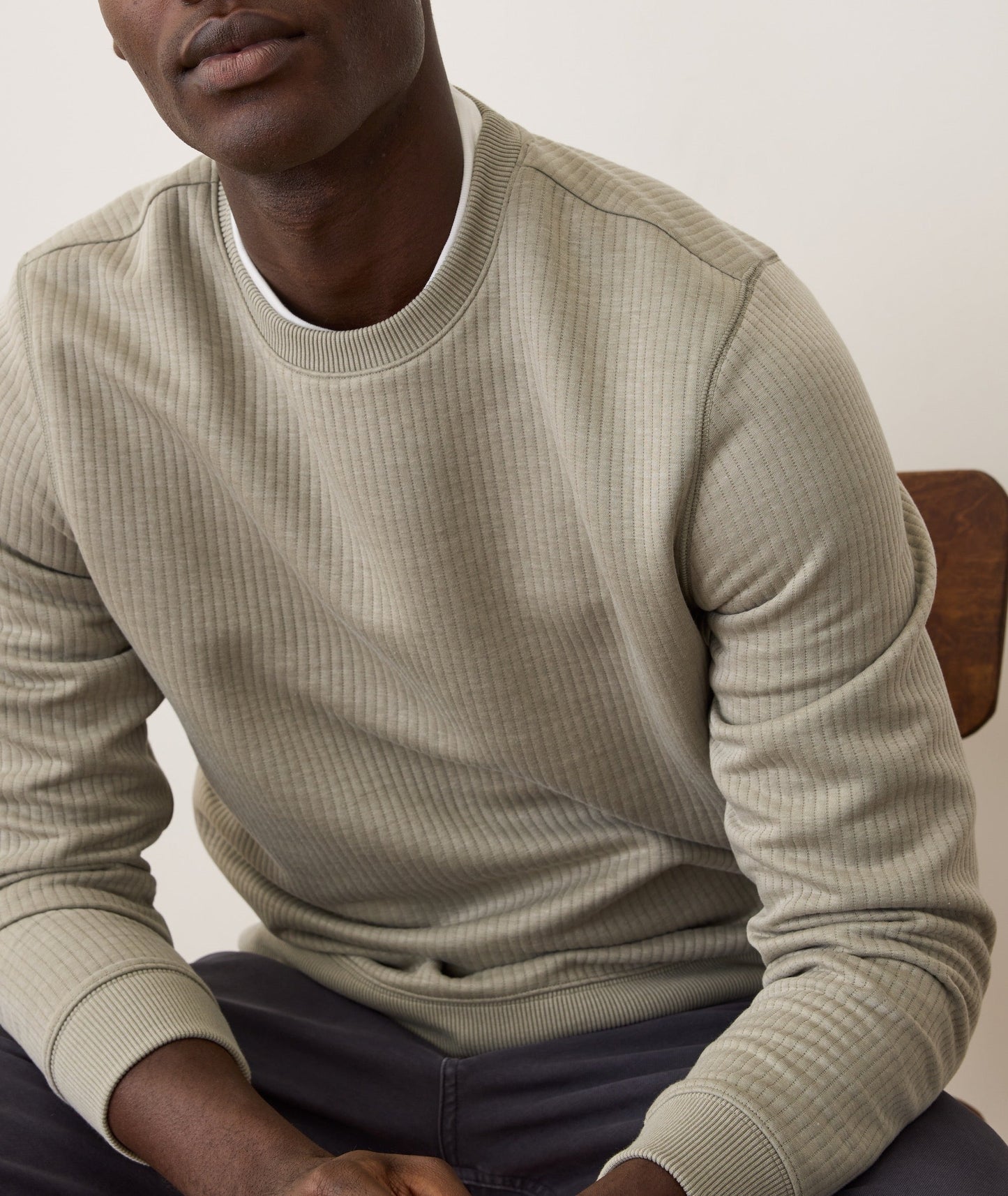 Taupe Corbet Quilted Crewneck
