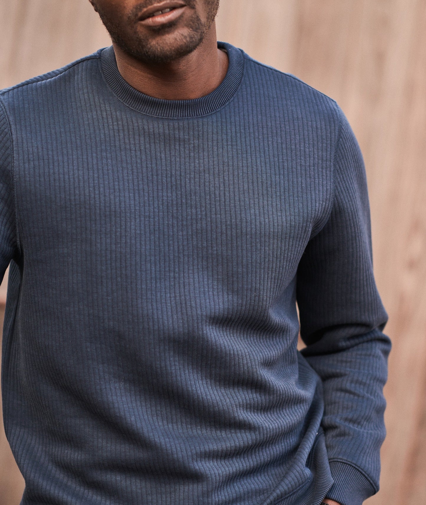 Navy Corbet Quilted Crewneck