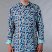 L/S Linen Persian Royal Blue Print