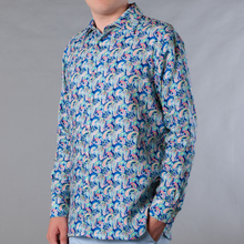 L/S Linen Persian Royal Blue Print